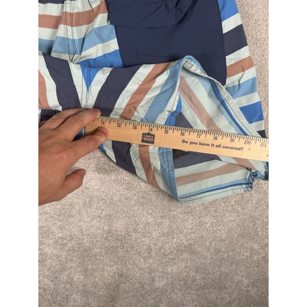 Patagonia Wavefarer Volley Shorts‎ Men L Blue White Orange Stripe Stretch - Picture 7 of 8